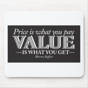 Price is what you page - white on black mouse mat