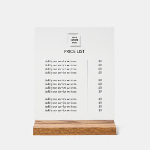 Price List Acrylic Sign Clear Tabletop Display