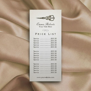 Price List   Antique Scissor Vintage Hair Salon Rack Card