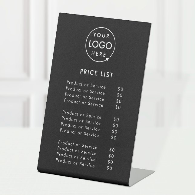 Price List | Black Business Logo Modern Simple Pedestal Sign (Creator Uploaded)