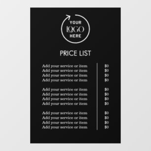 Price List Black Logo Business Professional Window Cling
