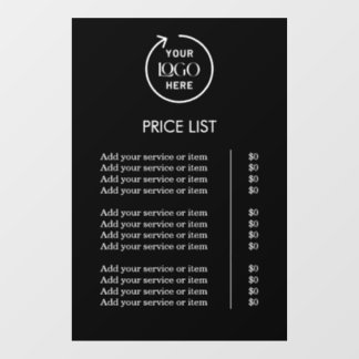 Price List | Black Logo Business Professional Window Cling