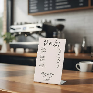 Price List Brush Script Blush Pink Pedestal Sign