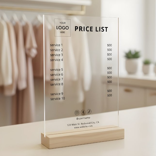 Price List Business Logo Acrylic Acrylic Sign (Creator Uploaded)