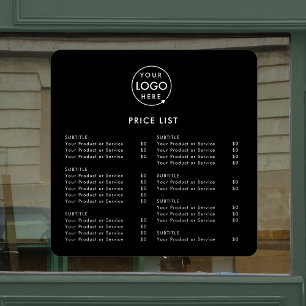 Price List   Business Logo Black Modern Minimalist Window Cling