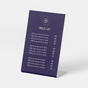 Price List   Business Logo Modern blue colour  Pedestal Sign