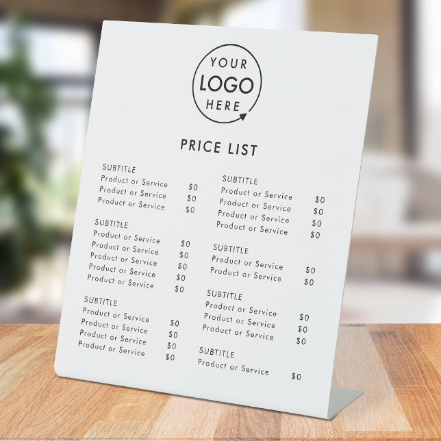 Price List | Business Logo Modern Minimalist Pedestal Sign (Creator Uploaded)