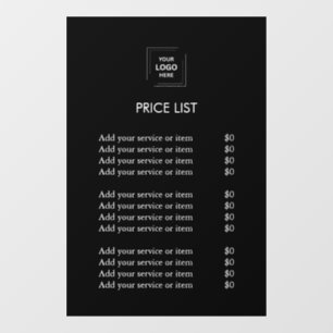 Price List   Custom Black Business Logo Window Cling