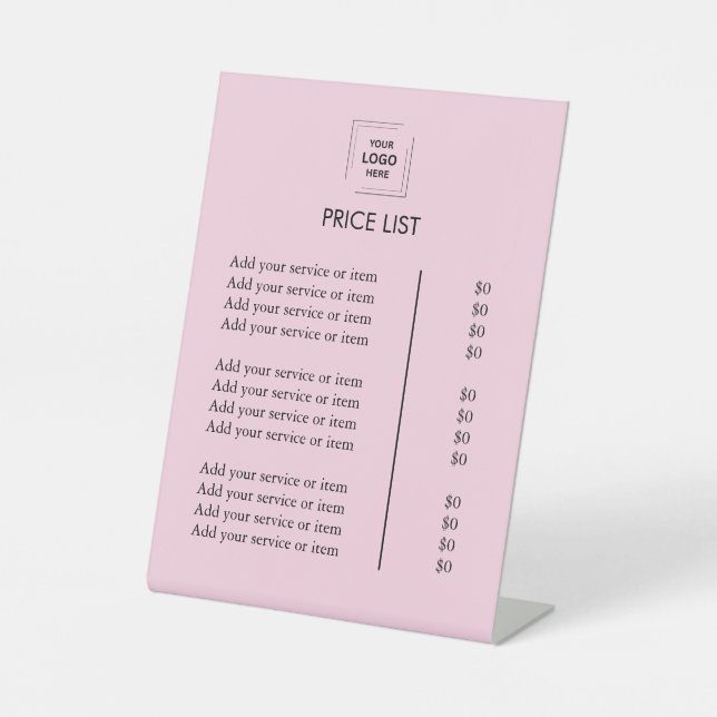 Price List | Custom Pink Business Pedestal Sign (Front)