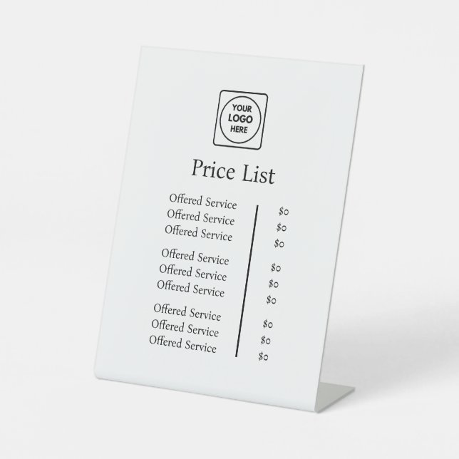 Price List Display | Modern Professional Logo  Pedestal Sign (Front)