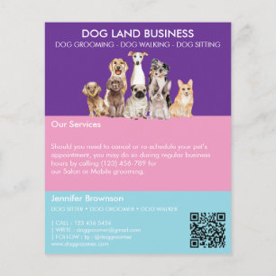 Price List for Dog Grooming purple blue Pink Flyer