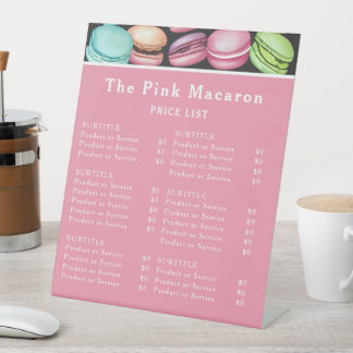 Price List | French Macaron Pink Bakery Patisserie Pedestal Sign