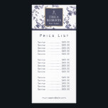 Price List | Hair Stylist Vintage Blue Floral Rack Card<br><div class="desc">Vintage Blue Floral Hair Salon Price List Rack Cards.</div>