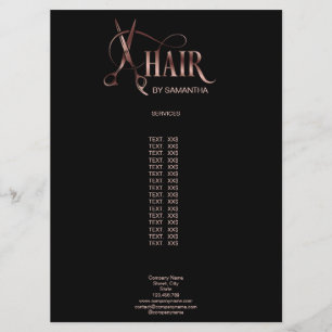 Price List Hairdresser Hair Stylist Scissors Menu