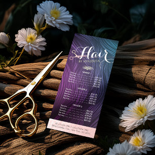 Price List Hairstylist Makeup Rose Gold Scissors Rack Card