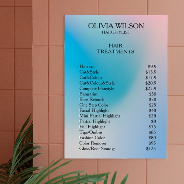 Price List Holographic Iridescent Design Nail Tech Poster (Price List Holographic Iridescent Design Nail Tech Poster)