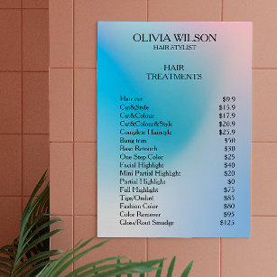 Price List Holographic Iridescent Design Nail Tech Poster