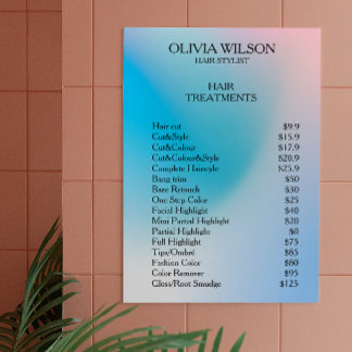Price List Holographic Iridescent Design Nail Tech Poster