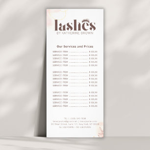 Price List Lashes Extension Beauty Salon Pink Rack Card