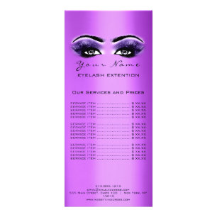 Price List Lashes Extension Makeup  Purple Violet Rack Card