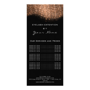 Price List Lashes Makeup Hairdresser Copper Black Rack Card