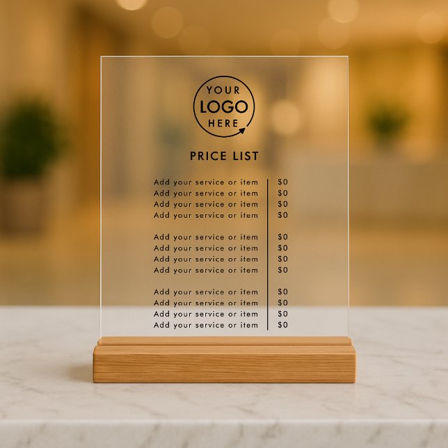 Price List | Logo Business Modern Professional Acrylic Sign (Creator Uploaded)
