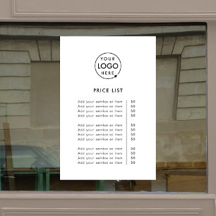 Price List   Logo Business Modern Professional Window Cling