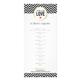 PRICE LIST made with love modern black chevron Rack Card