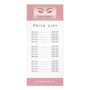Price List   Makeup Artist Beauty Girl Rose Gold Rack Card