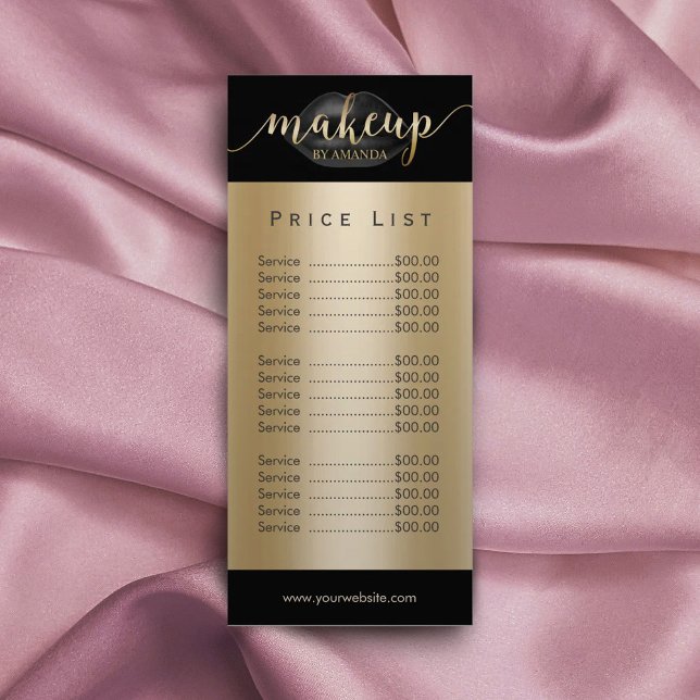 Price List | Makeup Artist Black Lips Beauty Salon Rack Card (Creator Uploaded)