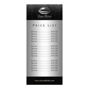 Price List   Makeup Artist Silver Lips Salon Rack Card