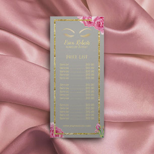 Price List   Makeup Artist Vintage Floral Grey Rack Card