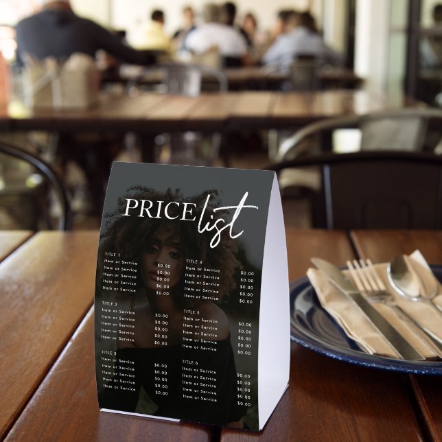 Price List Menu Salon Pricing Guide Photo (Insitu(Restaurant))