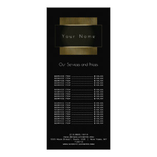Price List Minimal Gold Black White Elegant Rack Card
