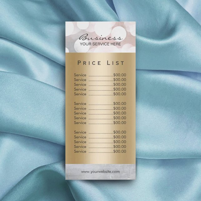 Price List | Modern Silver & Gold Beauty Salon Spa Rack Card (Creator Uploaded)