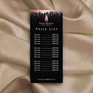Price List   Nail Salon Makeup Artist Rose Gold Rack Card