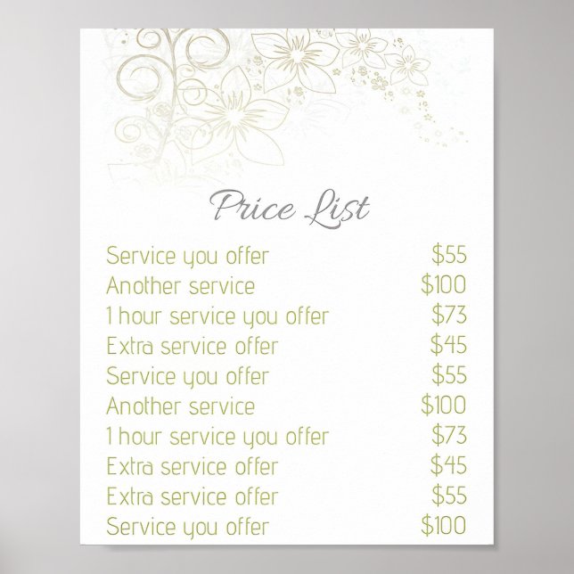 Price List Nail Salon Posters (Front)