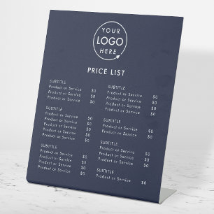 Price List   Navy Blue Logo Business Professional Pedestal Sign