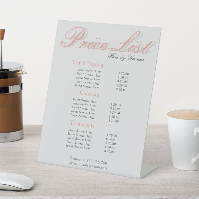 Price List Pedestal Display Editable Pedestal Sign (In SItu)