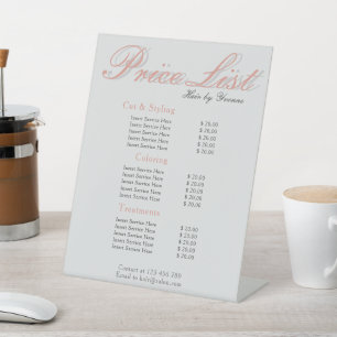 Price List Pedestal for display in Salon  Pedestal Sign