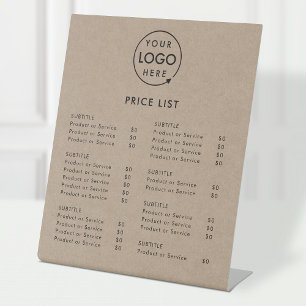 Price List   Rustic Kraft Business Logo Modern Pedestal Sign