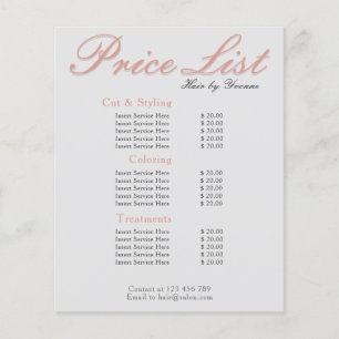 Price List salon, spa, beauty business editable