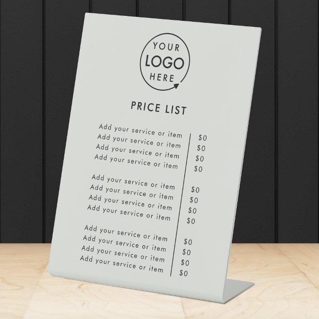 Price List | Silver Grey Logo Modern Professional Pedestal Sign (Creator Uploaded)