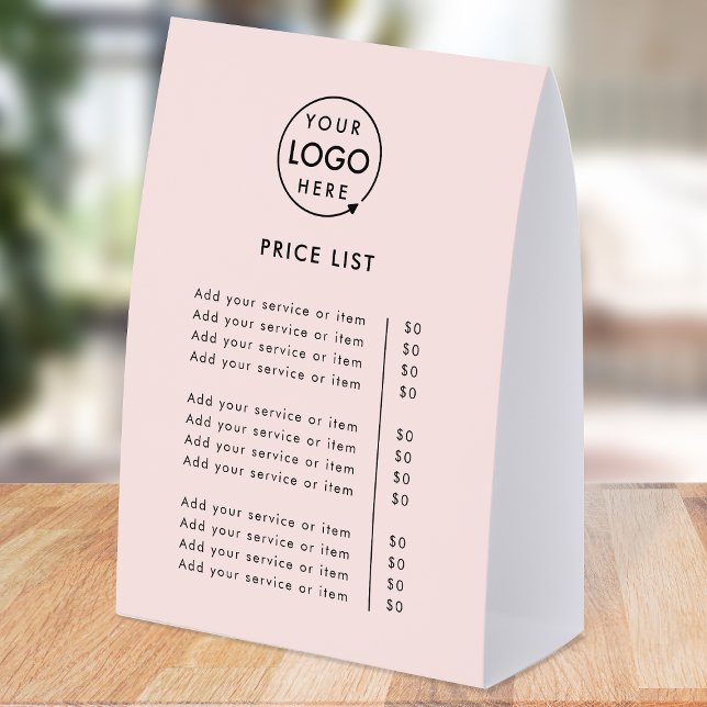 Price List Table Tent | 6x8 Tabletop Paper Sign (A simple practical solution for presenting your products or services with clarity & style.)