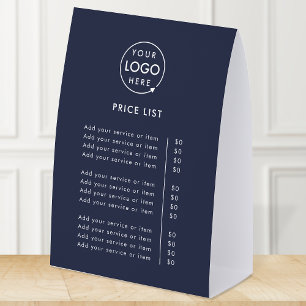 Price List Table Tent   6x8 Tabletop Paper Sign