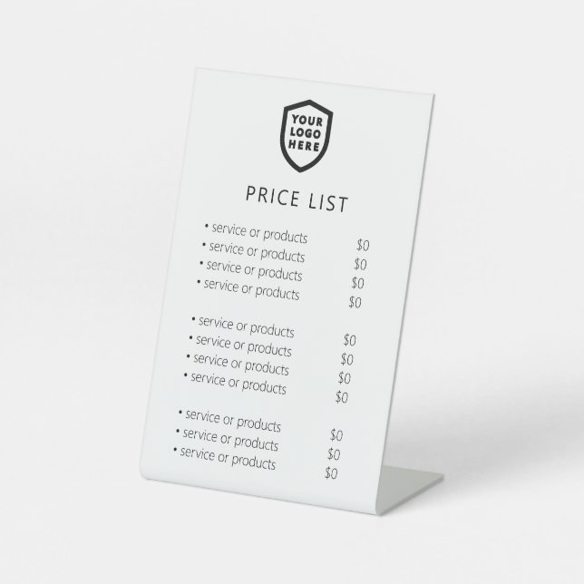 Price List | White Modern Business Logo Pedestal Sign (Front)