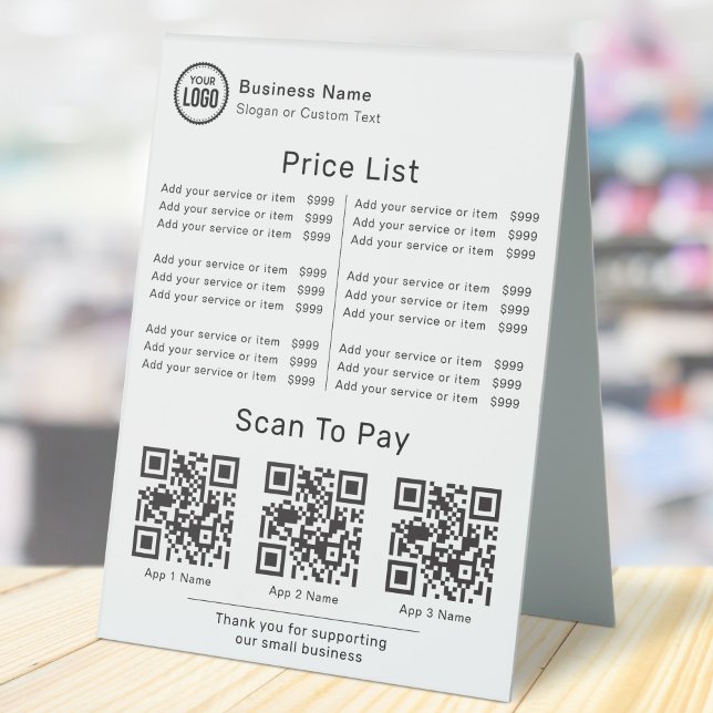Price List With Business Logo QR Code Scan To Pay (Creator Uploaded)