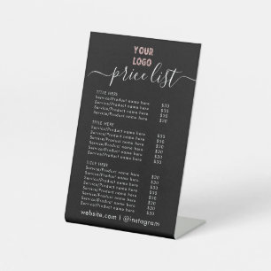 PRICE LISTs  Business Logo Opening Hours   Pedestal Sign