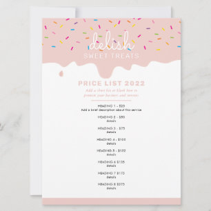 PRICE SERVICE LIST frosting drip sprinkles blush Invitation