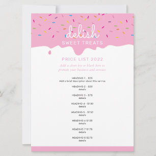 PRICE SERVICE LIST pink frosting drip sprinkles Invitation